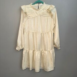 EUC Michelle McDowell Cream Ruffle Dress Size Small